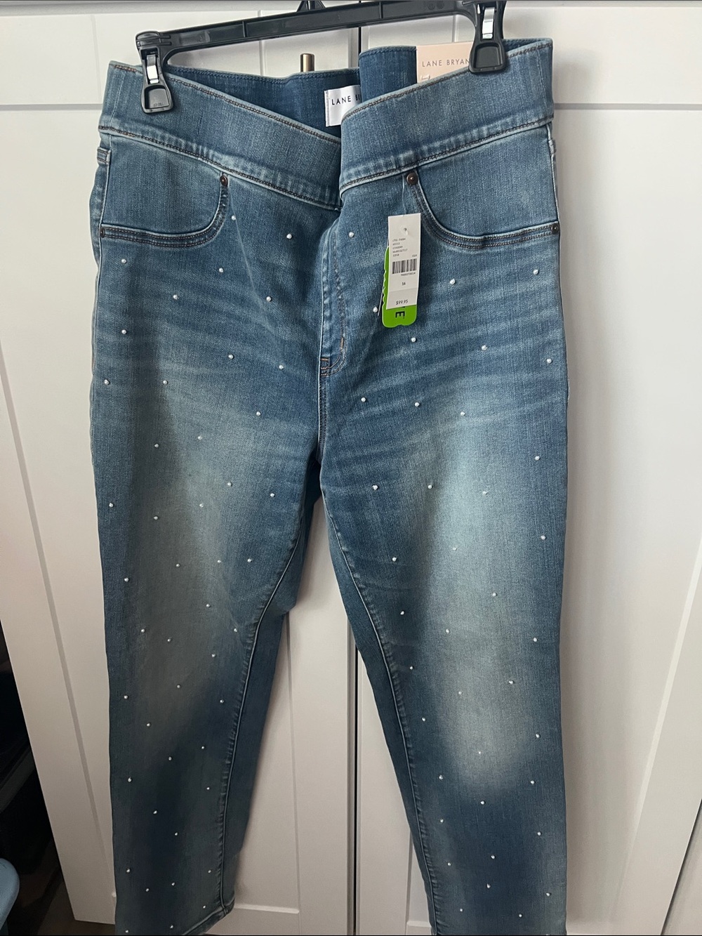 Lane Bryant Light Blue Skinny Jeans with Pearl Dots